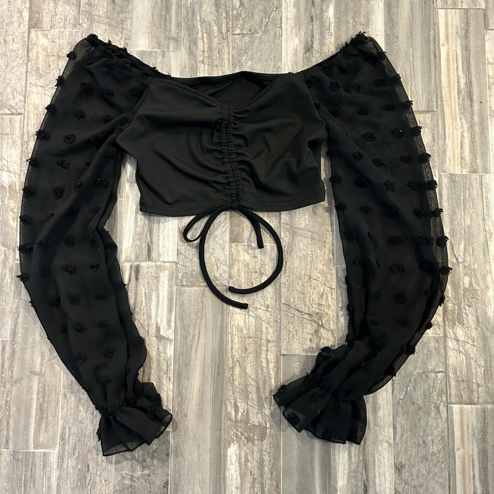 Ruched Off-Shoulder Crop Top